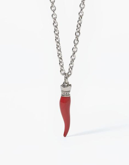 2Jewels Girocollo cornetto rosso in acciaio 316L