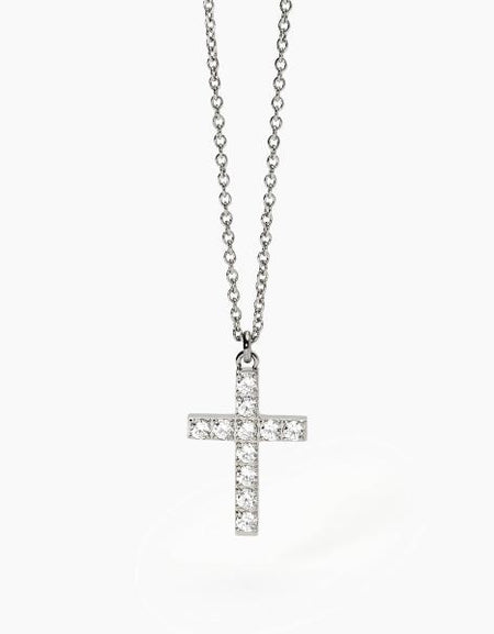 2Jewels Girocollo con croce e zirconi in acciaio 316L