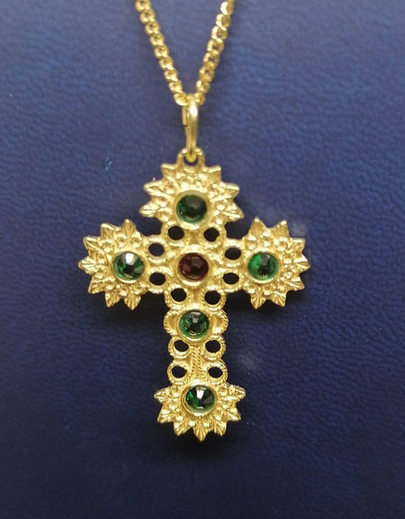 FIT 246 Ciondolo Croce filigrana e pietre colorate