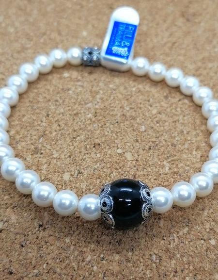 FIT 4497-1 Bracciale elastico in perle e Cocco