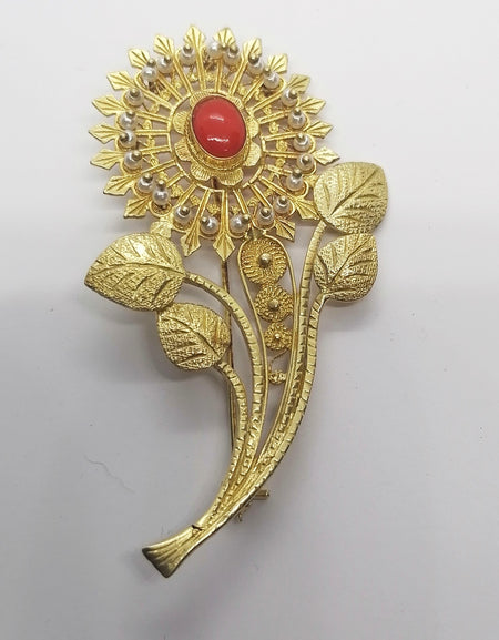 FIT 227C Spilla Fiore con corallo