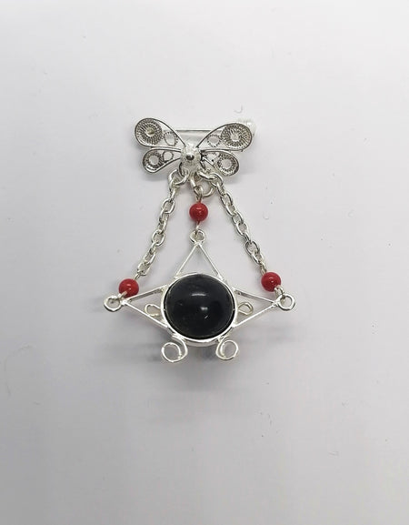 FIT 9722C/OSS Spilla con cocco in ossidiana