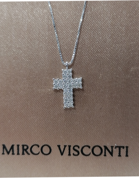 Visconti BG15/10 croce in diamanti e oro 18k bianco