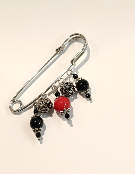 TDS BP37001 Spilla con Su Coccu, Buttones e pietre rosse