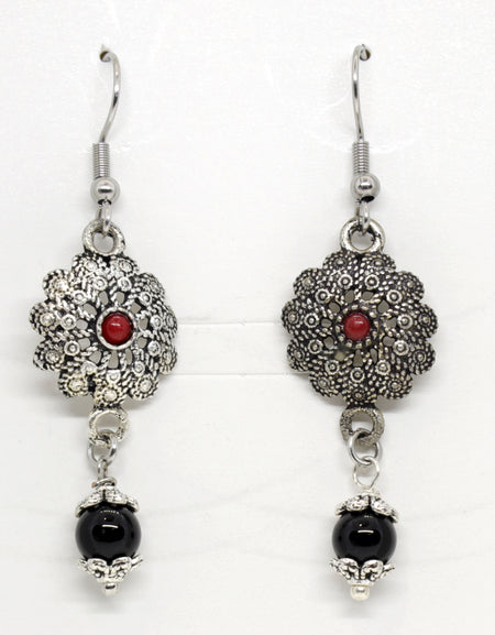 TDS BP30008 Orecchino pendente fiore e onice