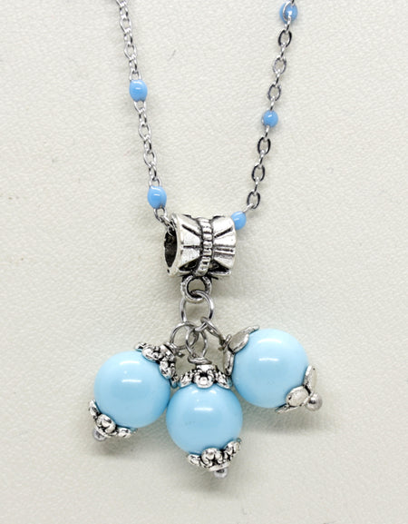 TDS BP32022T Catenina con tre pietre tonde turchesi