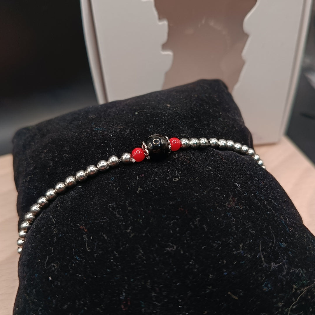 TDS Bracciale Coccu e palline rosse elastico