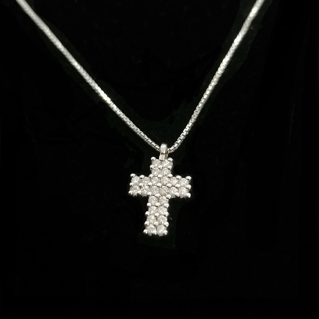 Visconti BG15/10 croce in diamanti e oro 18k bianco