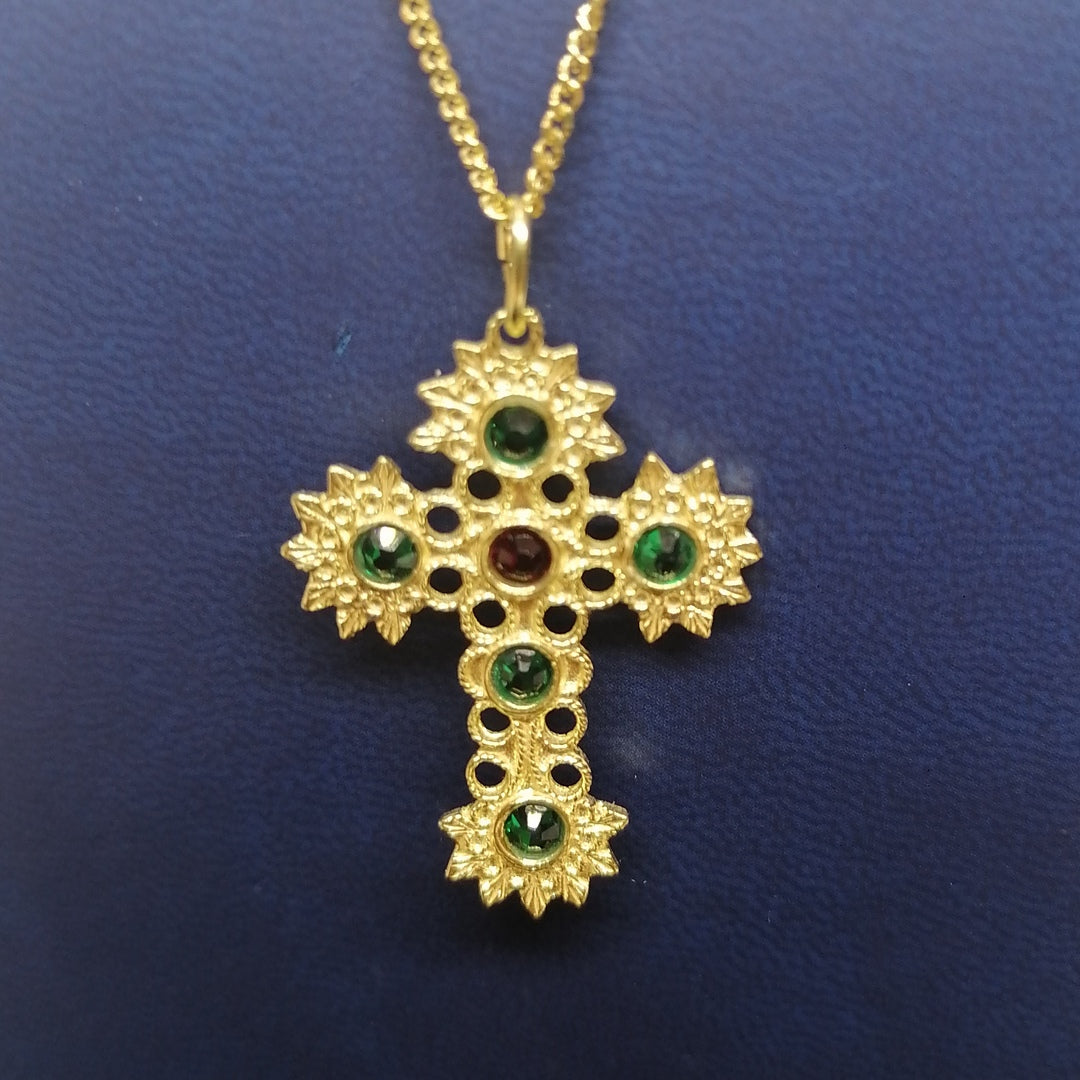 FIT 246 Ciondolo Croce filigrana e pietre colorate