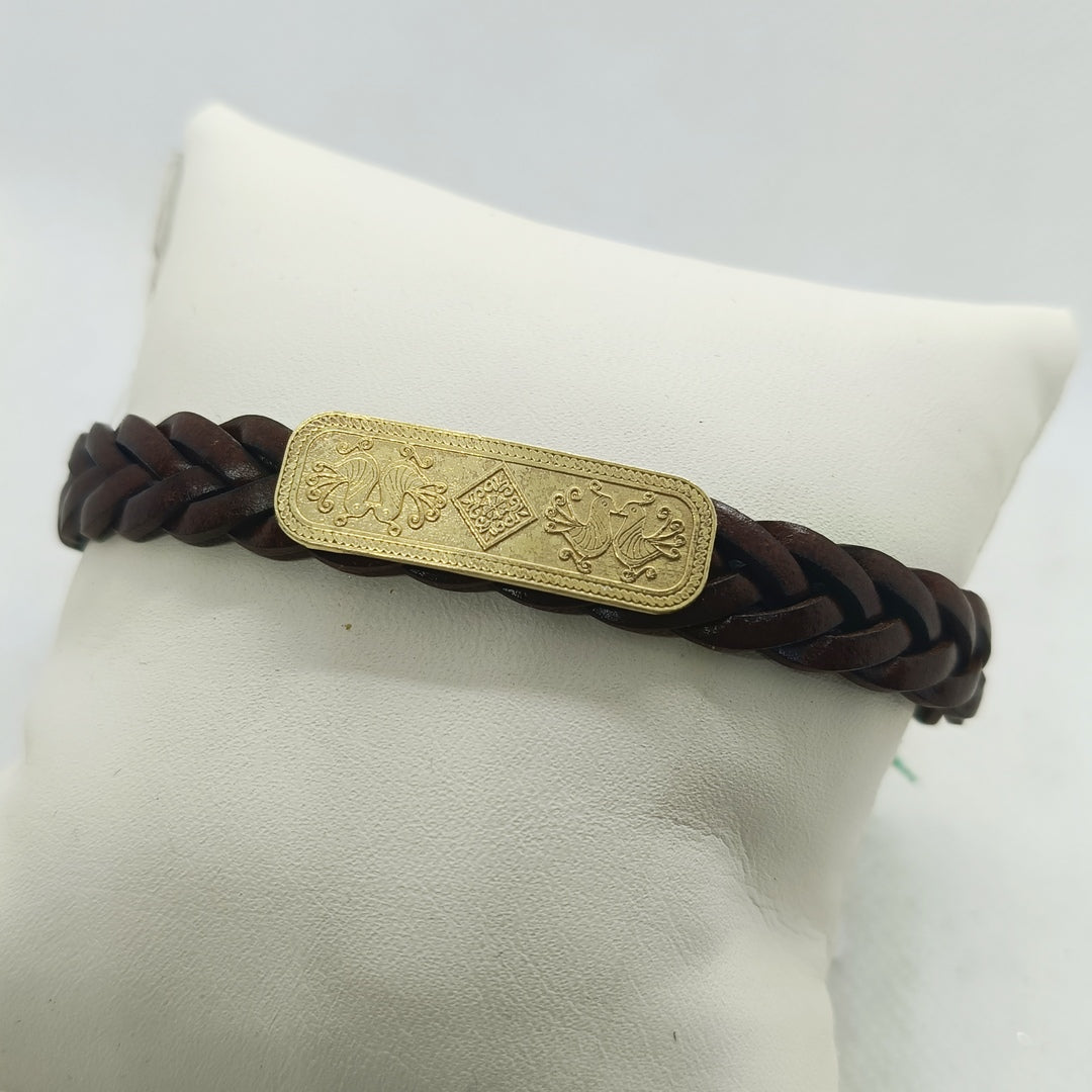 Filu e Trama Bracciale in pelle intrecciata con targhetta