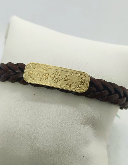 FIT 4492 Bracciale in pelle intrecciata con targhetta