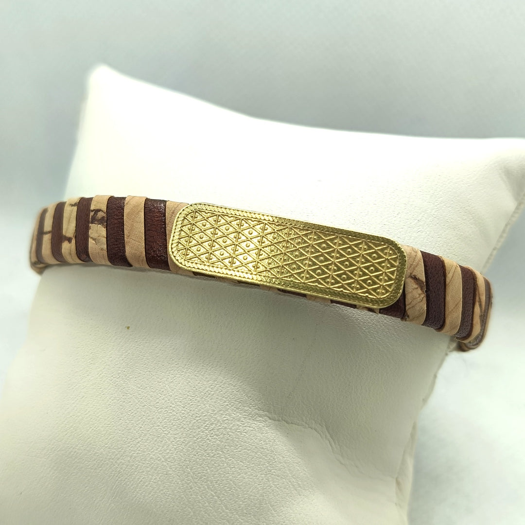 Filu e Trama Bracciale in pelle e sughero con targhetta