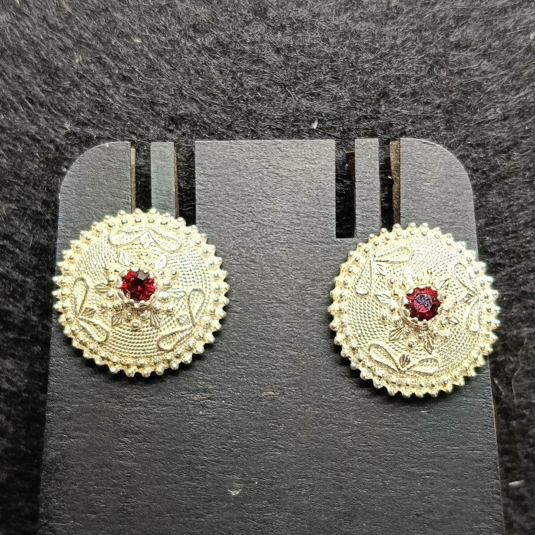 FIT 9583P Orecchini tipo Bottone con granato