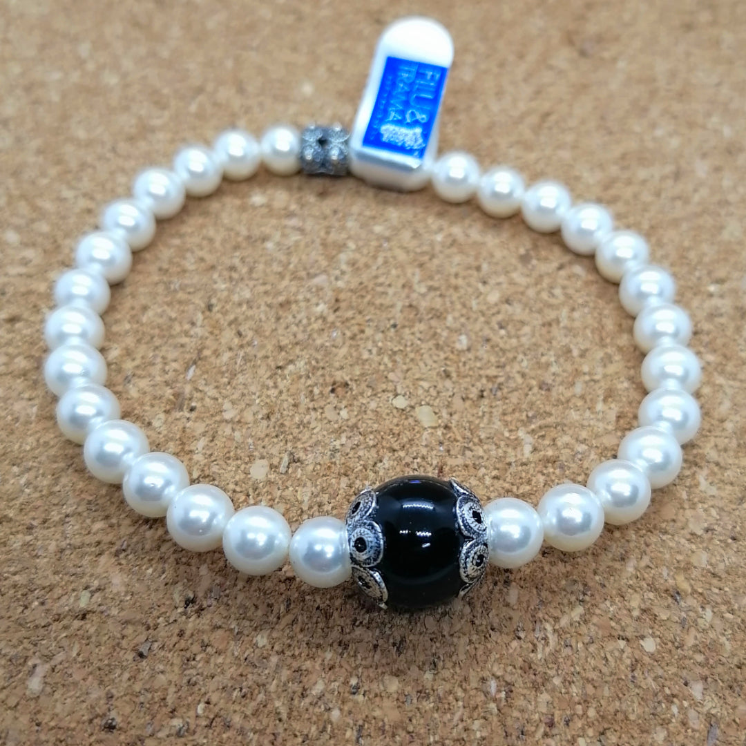 FIT 4497-1 Bracciale elastico in perle e Cocco