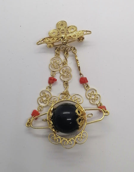 FIT 9719C/OSS Spilla con cocco in ossidiana