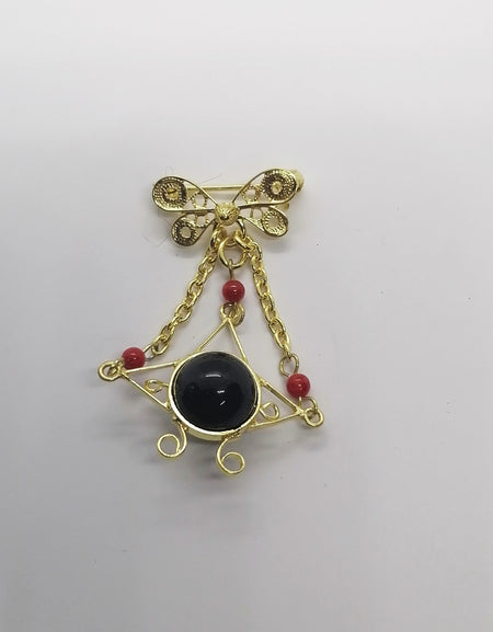 FIT 9722C/OSS Spilla con cocco in ossidiana