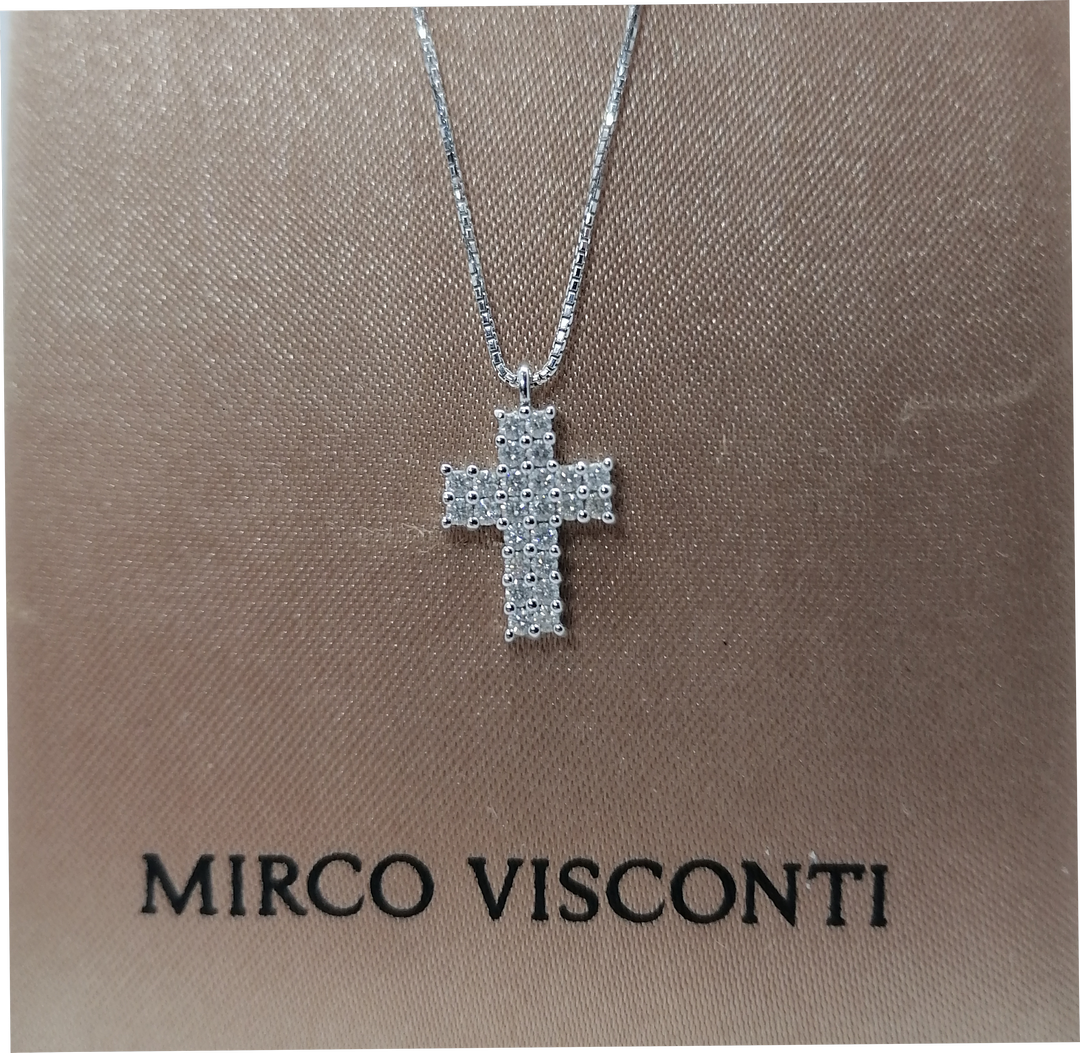 Visconti BG15/10 croce in diamanti e oro 18k bianco