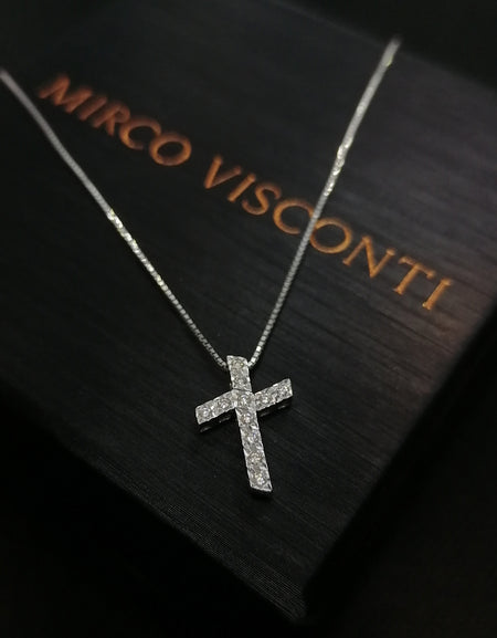 Visconti NL4/10 croce in diamanti e oro 18k bianco