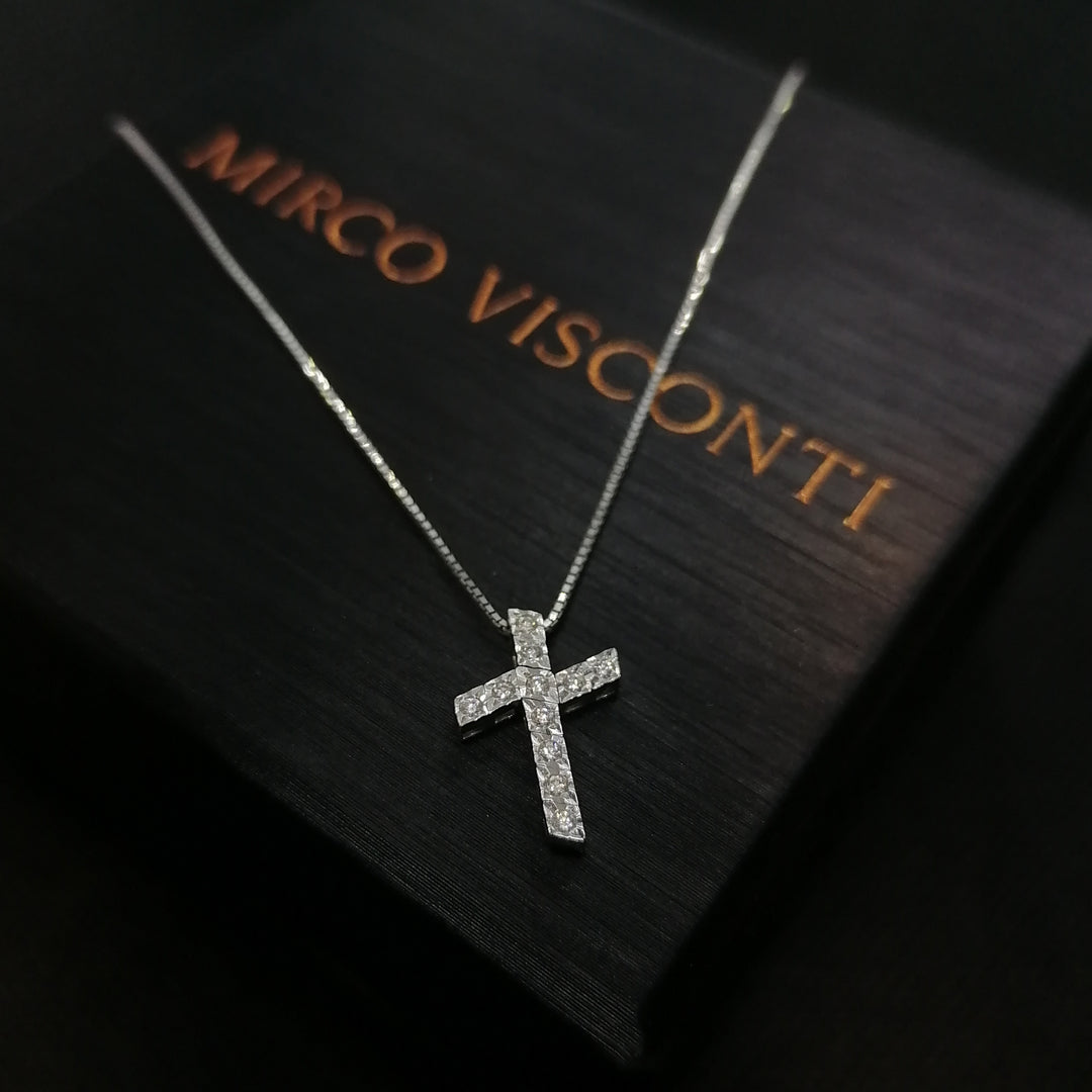 Visconti NL4/10 croce in diamanti e oro 18k bianco