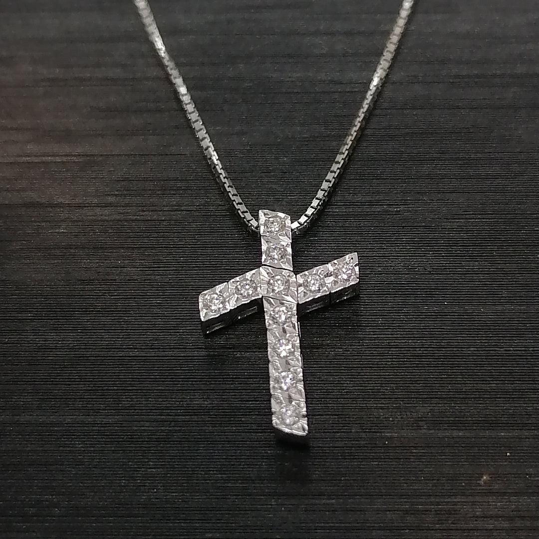 Visconti NL4/10 croce in diamanti e oro 18k bianco