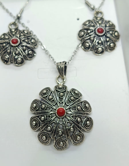 TDS BP32031 Parure Girocollo e Orecchini bruniti tipo bottone