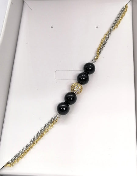 TDS BP33023S Bracciale bicolore con Su Coccu e sfera zirconata