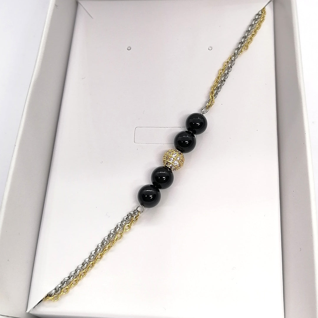 TDS BP33023S Bracciale bicolore con Su Coccu e sfera zirconata