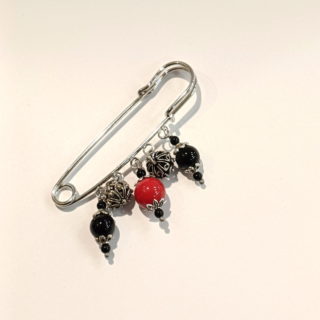 TDS BP37001 Spilla con Su Coccu, Buttones e pietre rosse