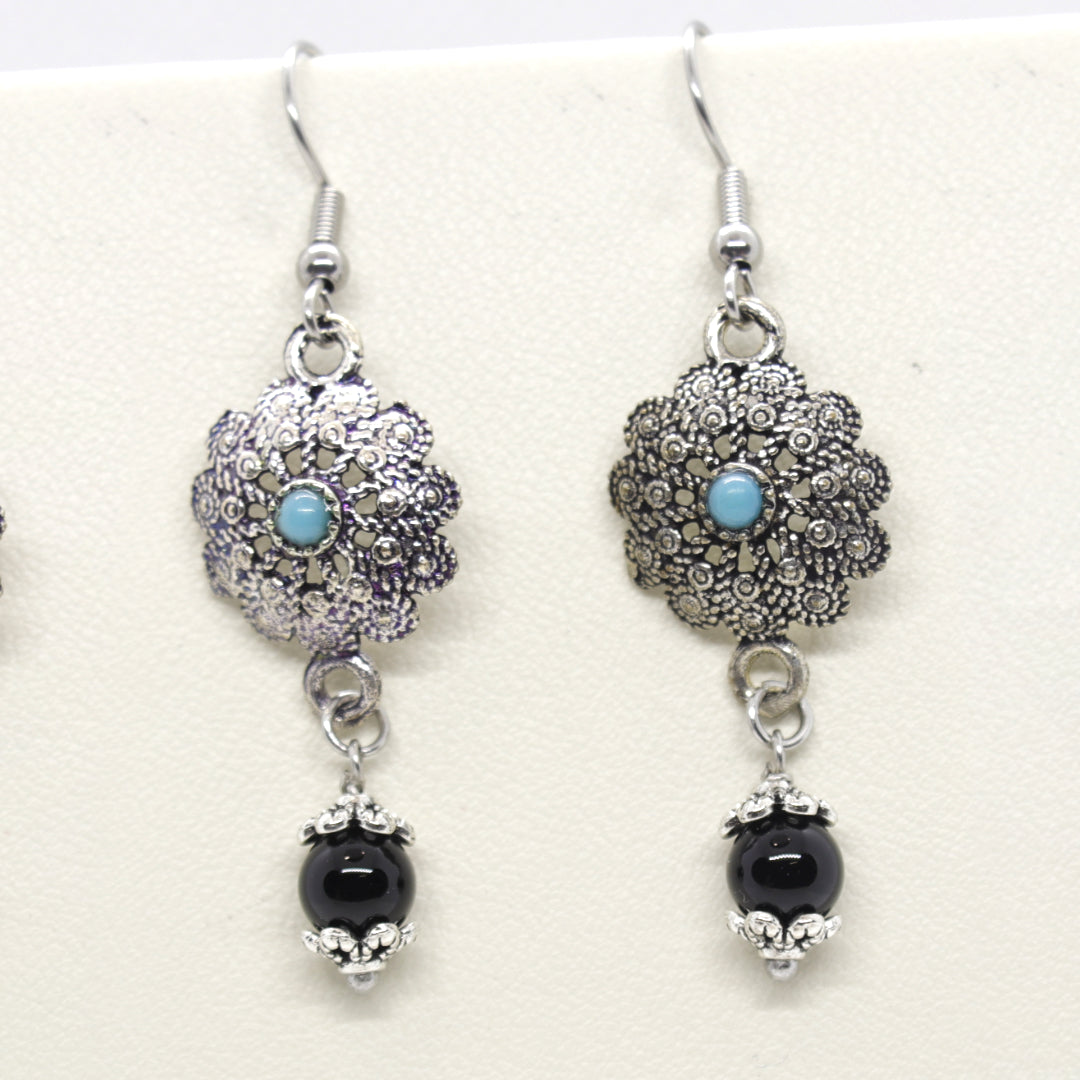TDS BP30008 Orecchino pendente fiore e onice