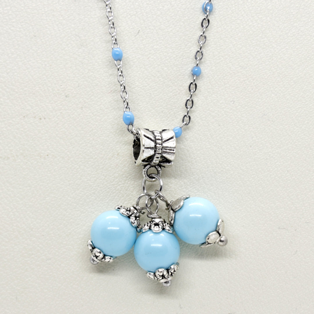 TDS BP32022T Catenina con tre pietre tonde turchesi