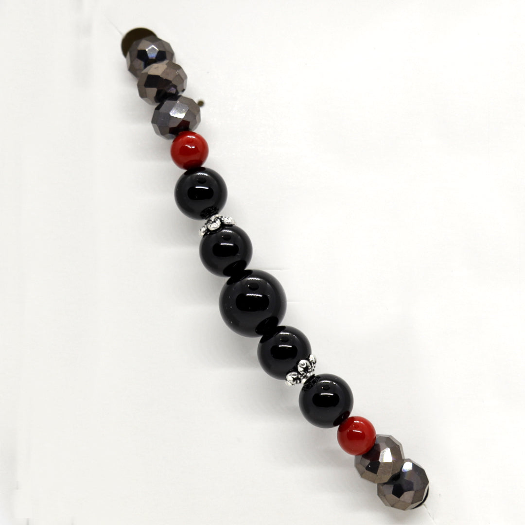 TDS BP33022 Bracciale elastico con pietre nere e rosse